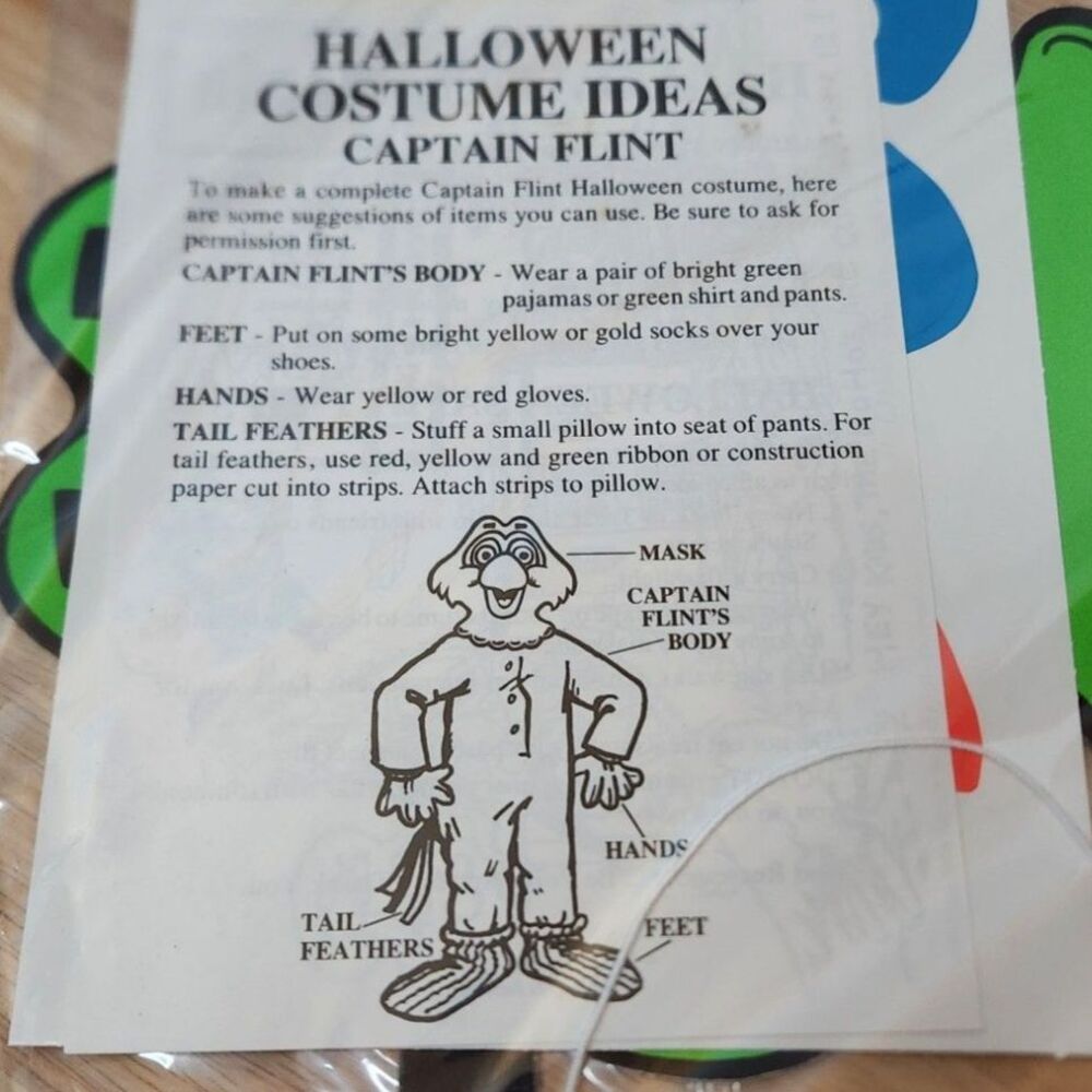 1990 Long John Silver’s Captain Flint Mask – Vintage Halloween Promo – Sealed